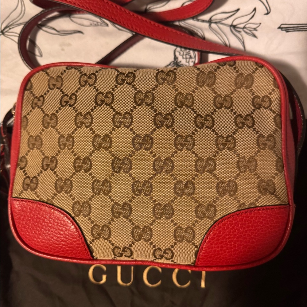 Gucci Beige and Red Crossbody Bag